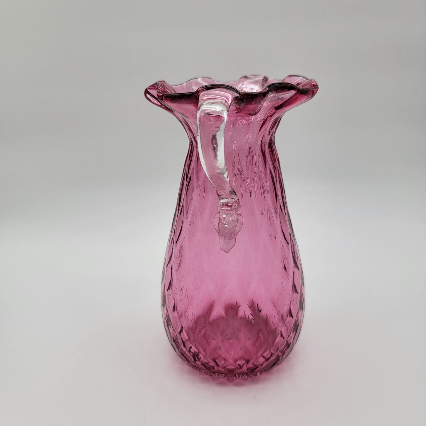 Vintage Rossi Diamond Optic Cranberry Glass Vase