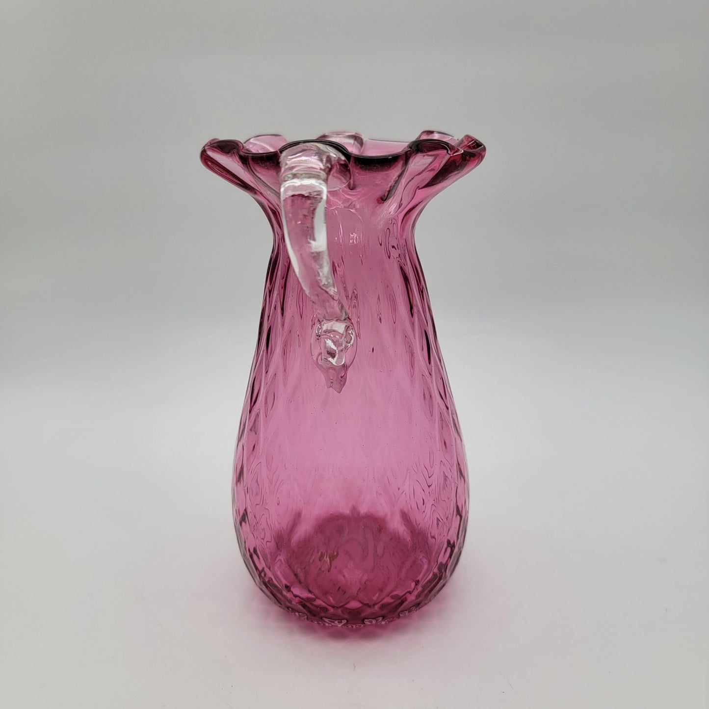Vintage Rossi Diamond Optic Cranberry Glass Vase