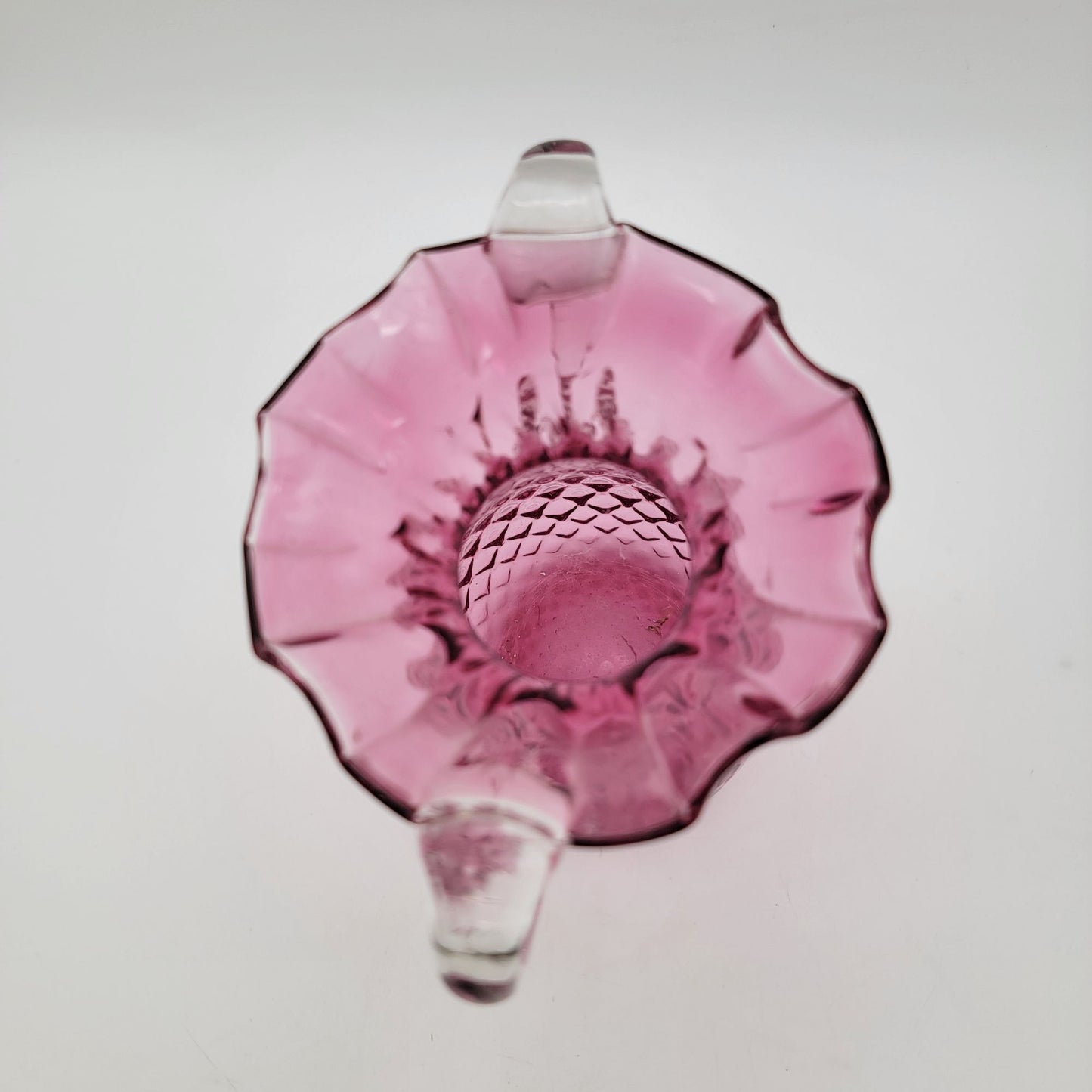 Vintage Rossi Diamond Optic Cranberry Glass Vase