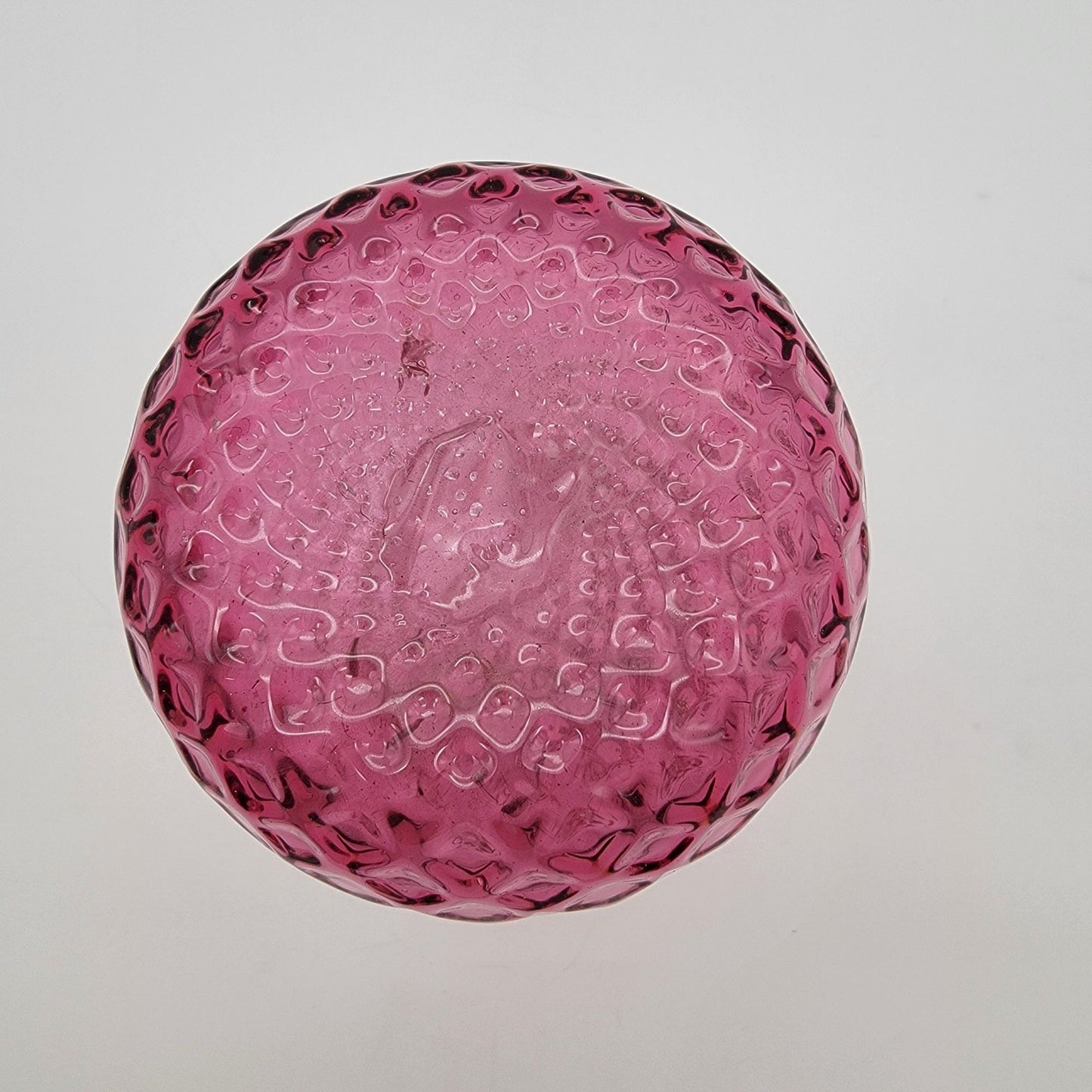 Vintage Rossi Diamond Optic Cranberry Glass Vase