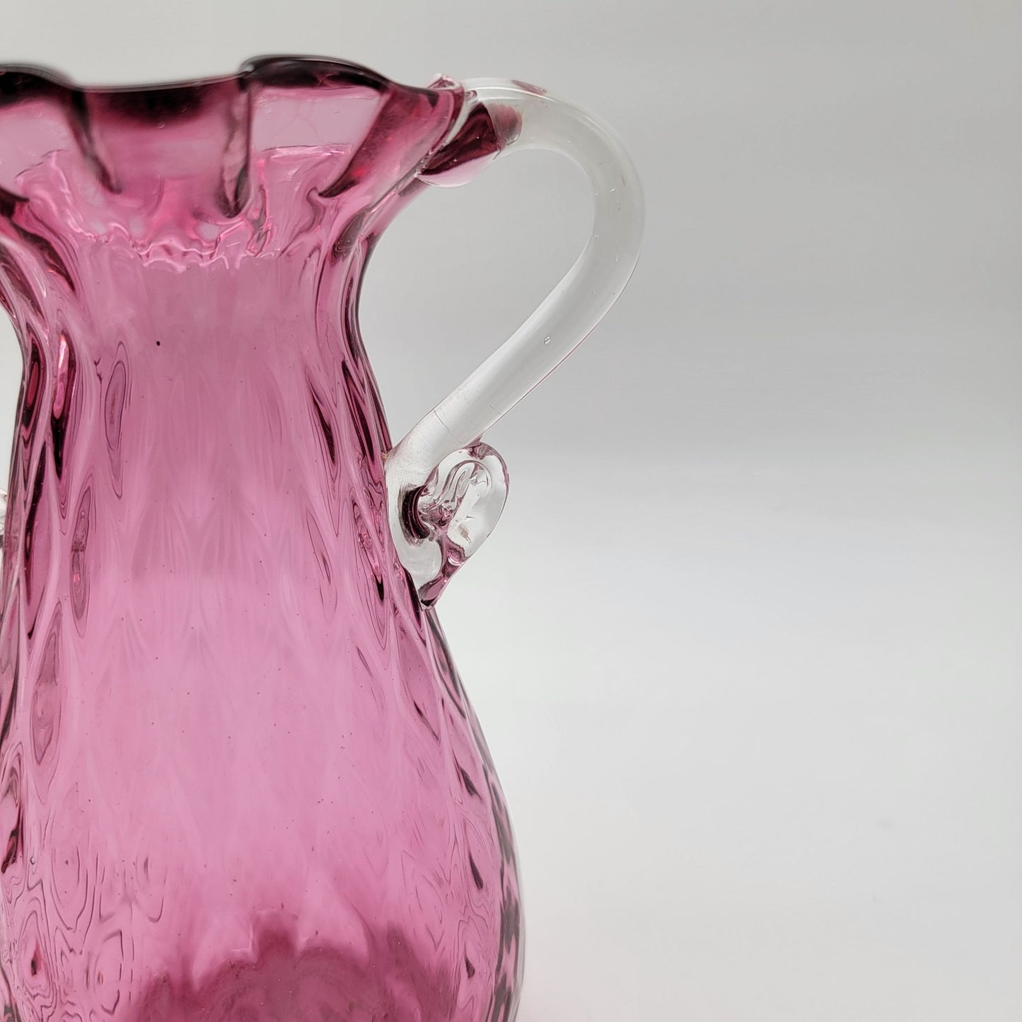 Vintage Rossi Diamond Optic Cranberry Glass Vase