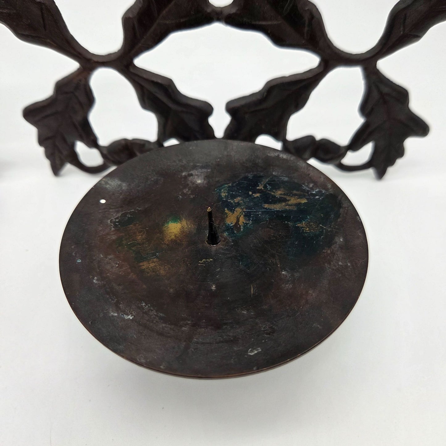Pair of Cast Iron Acorn & Oak Leaf Wall Candle Sconces