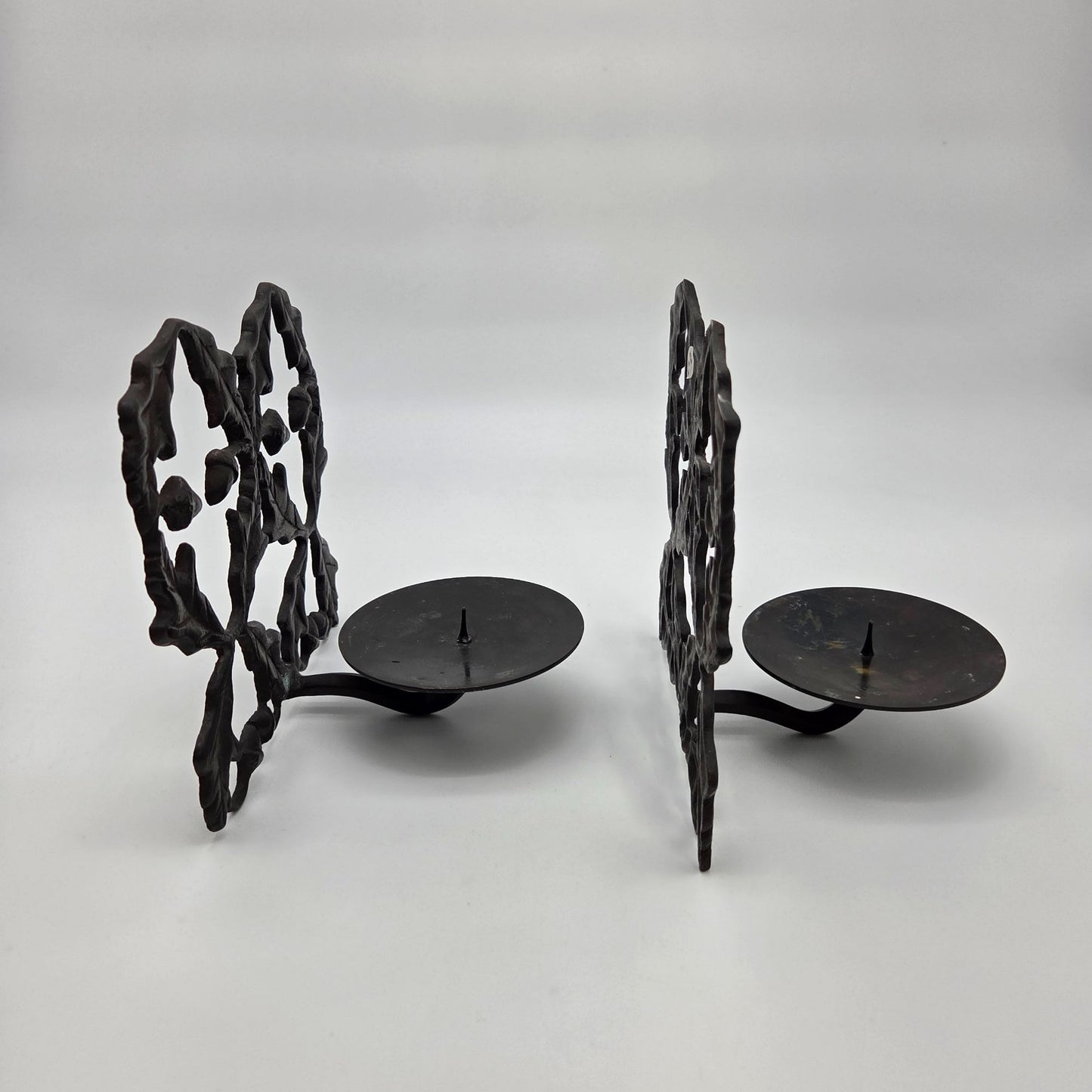 Pair of Cast Iron Acorn & Oak Leaf Wall Candle Sconces