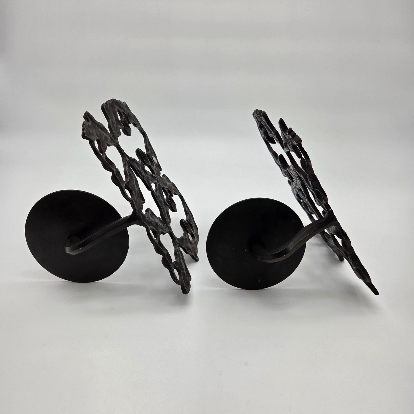 Pair of Cast Iron Acorn & Oak Leaf Wall Candle Sconces