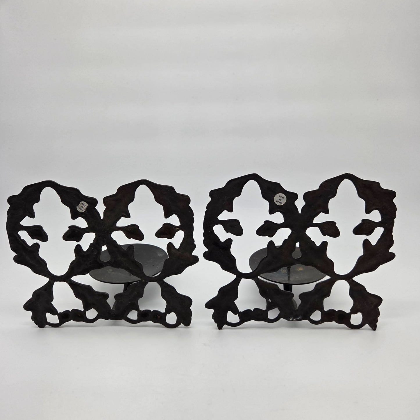 Pair of Cast Iron Acorn & Oak Leaf Wall Candle Sconces