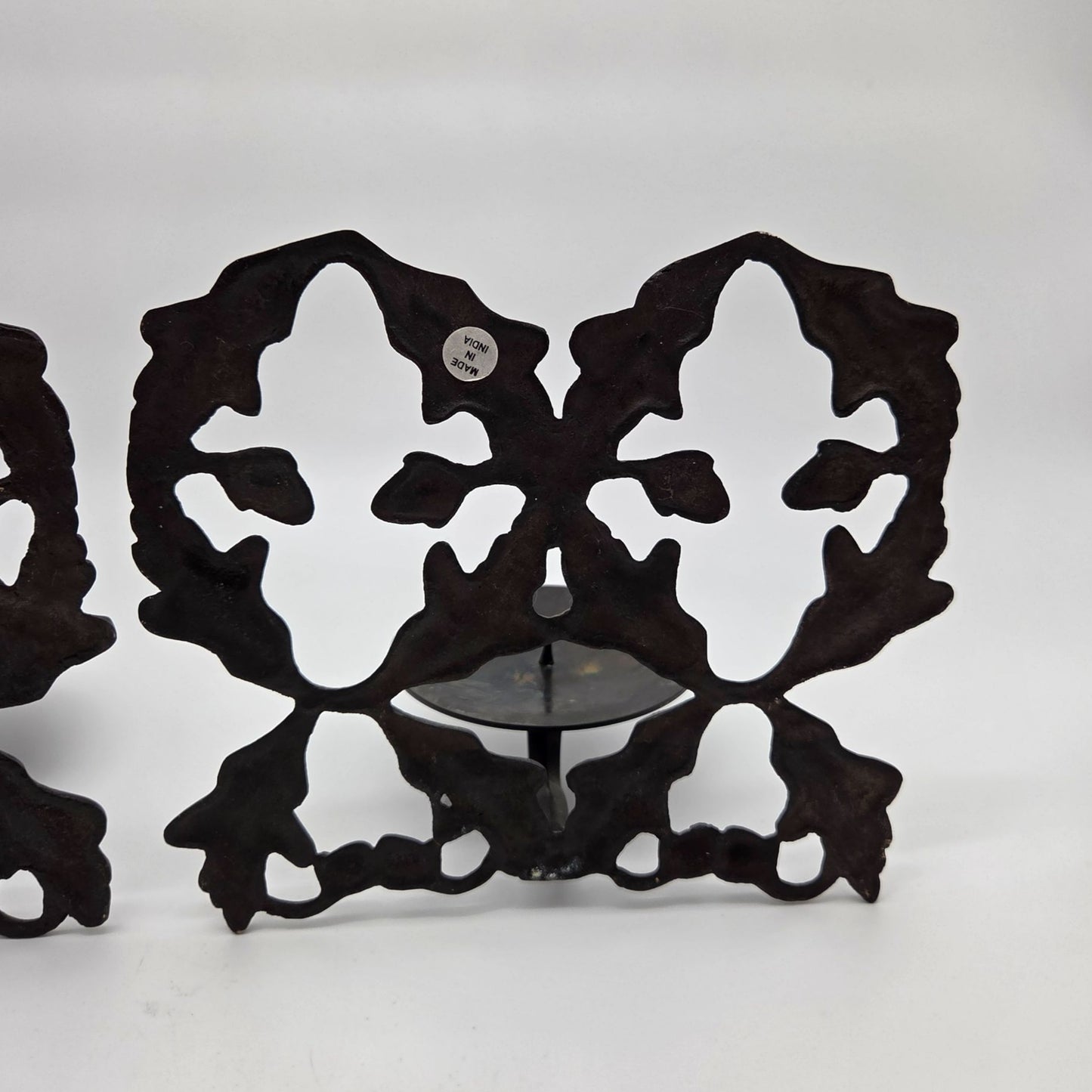 Pair of Cast Iron Acorn & Oak Leaf Wall Candle Sconces