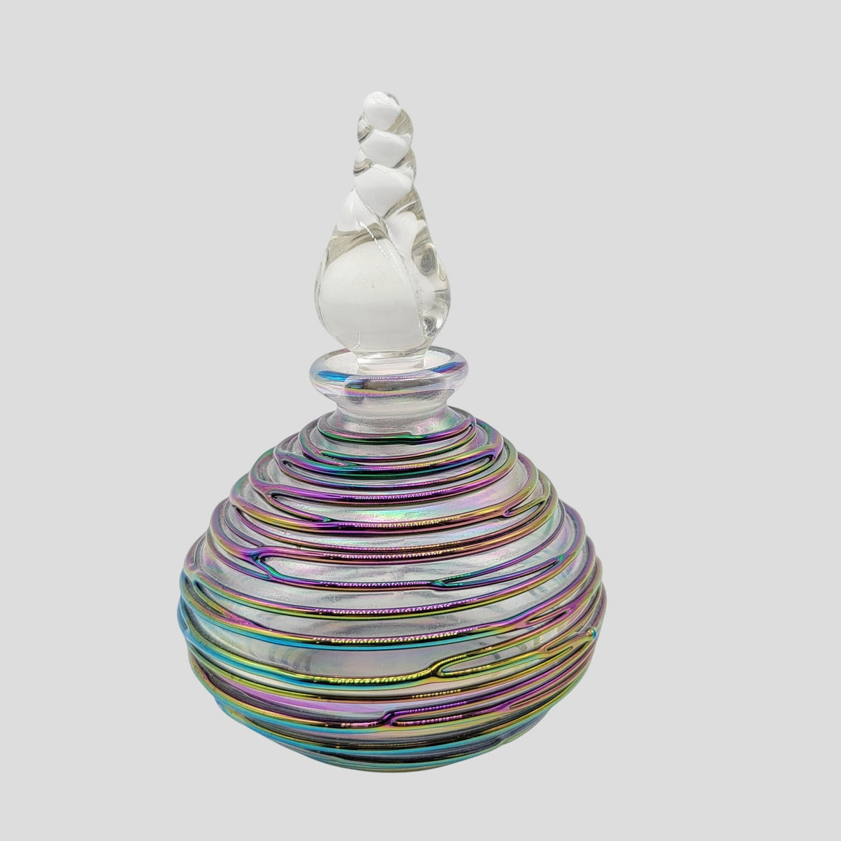 Vintage Glass Act Studio Iridescent Ribbed Perfume Bottle