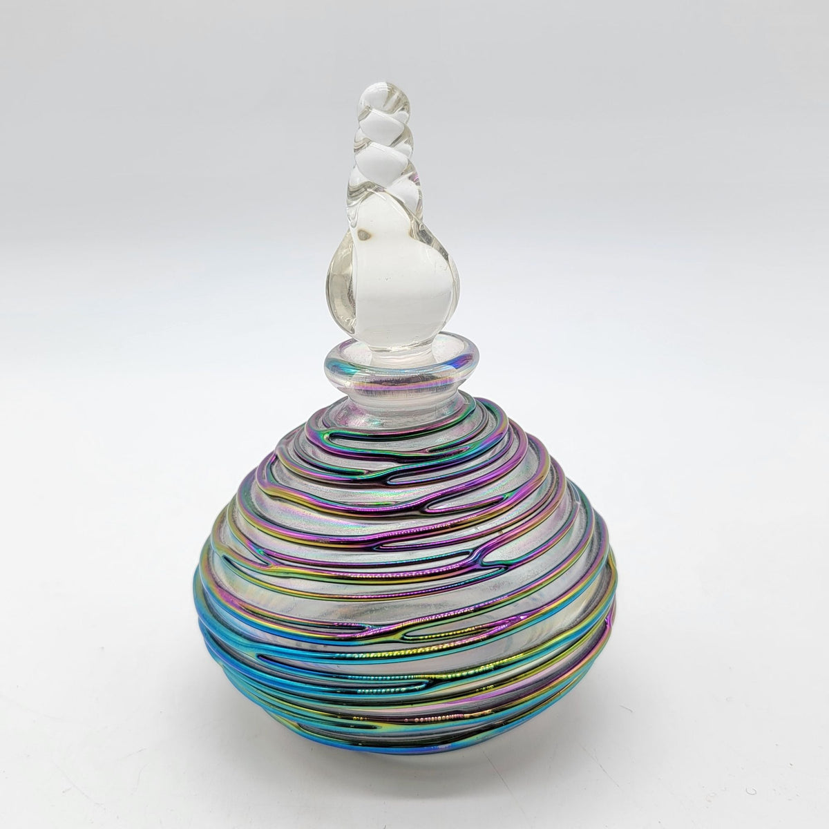 Vintage Glass Act Studio Iridescent Ribbed Perfume Bottle