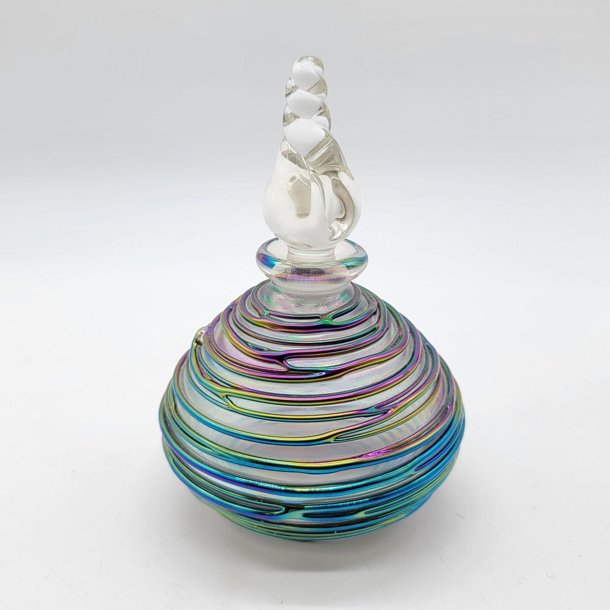 Vintage Glass Act Studio Iridescent Ribbed Perfume Bottle