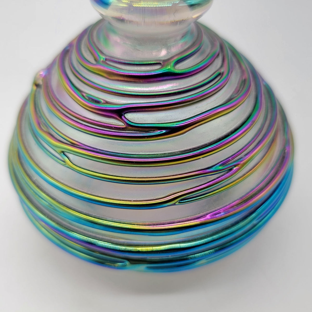 Vintage Glass Act Studio Iridescent Ribbed Perfume Bottle