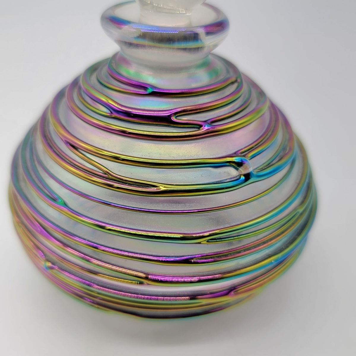 Vintage Glass Act Studio Iridescent Ribbed Perfume Bottle