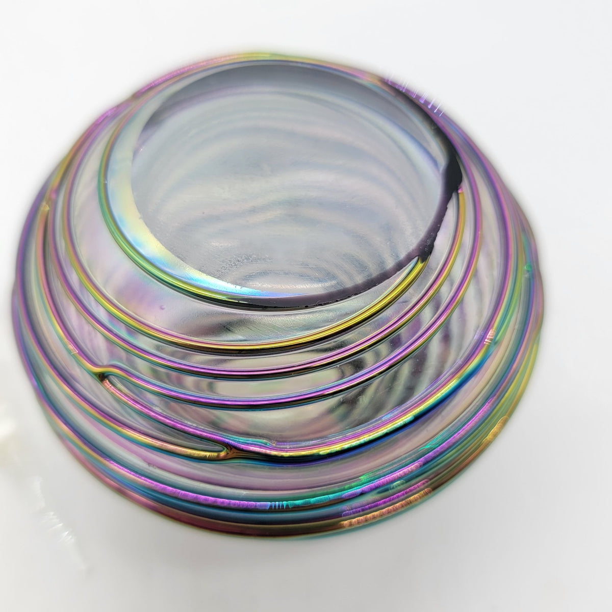 Vintage Glass Act Studio Iridescent Ribbed Perfume Bottle