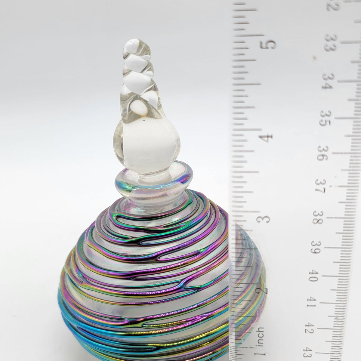 Vintage Glass Act Studio Iridescent Ribbed Perfume Bottle
