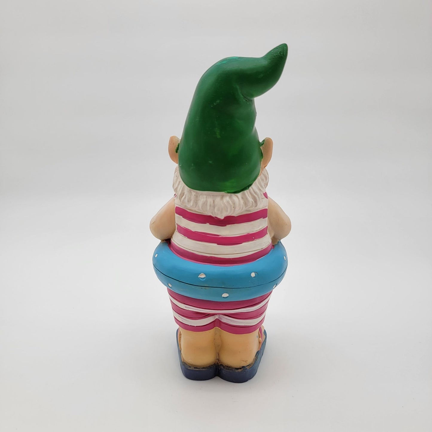 Garden Gnome Statue with Innertube Swim Float and Flip Flops