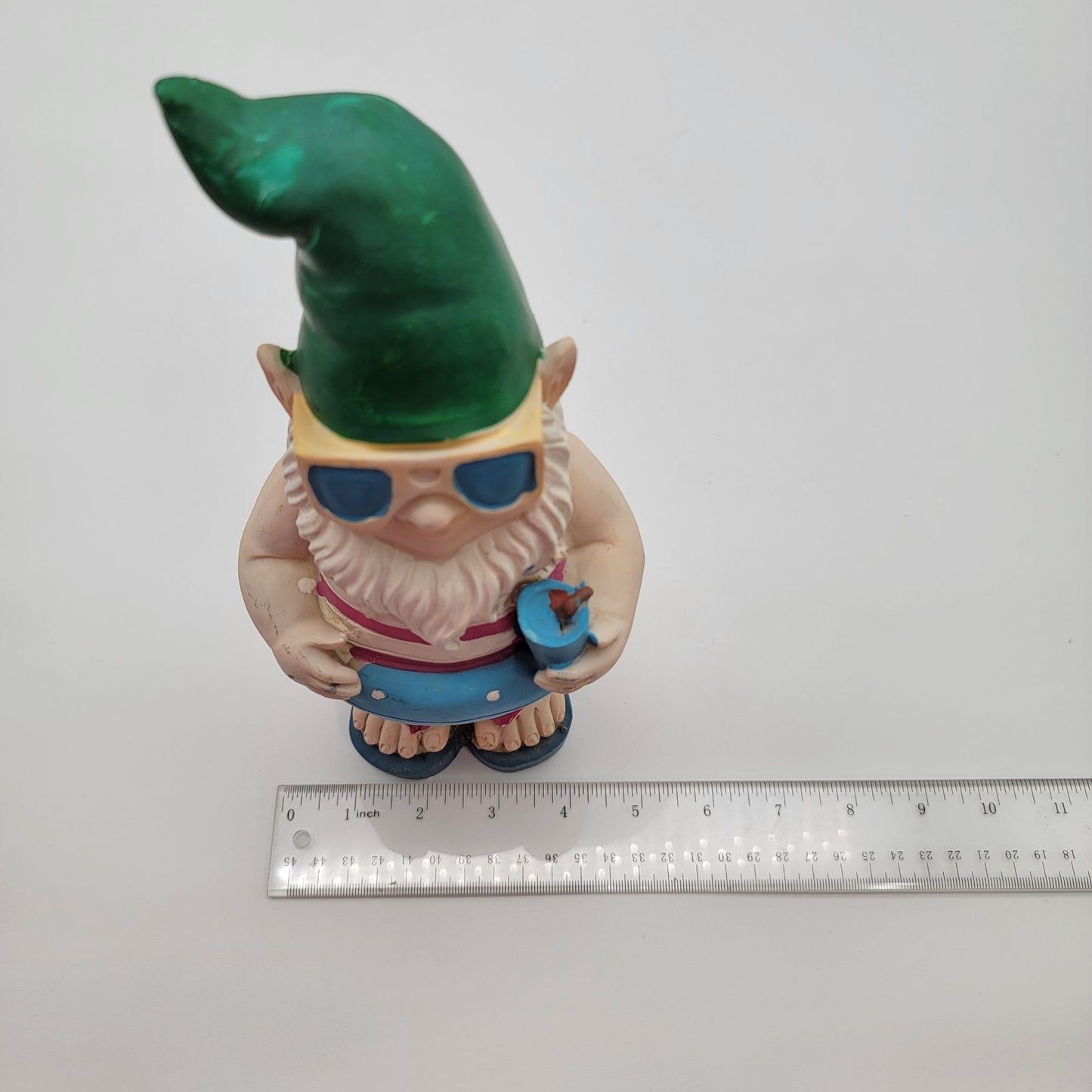 Garden Gnome Statue with Innertube Swim Float and Flip Flops
