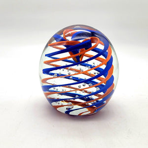 Gentile Glass Co. Double Helix Swirl Art Glass Paperweight