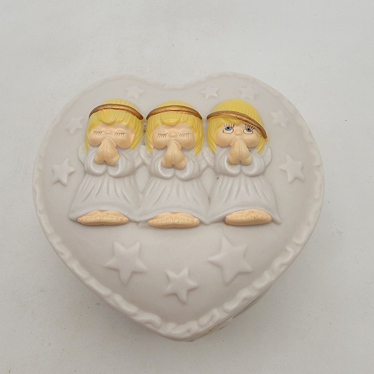 Hallmark Angel Trio Heart-Shaped Trinket Box With Lid