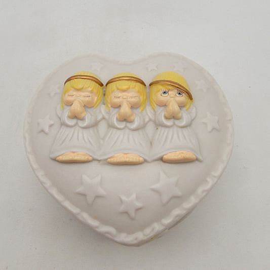 Hallmark Angel Trio Heart-Shaped Trinket Box With Lid
