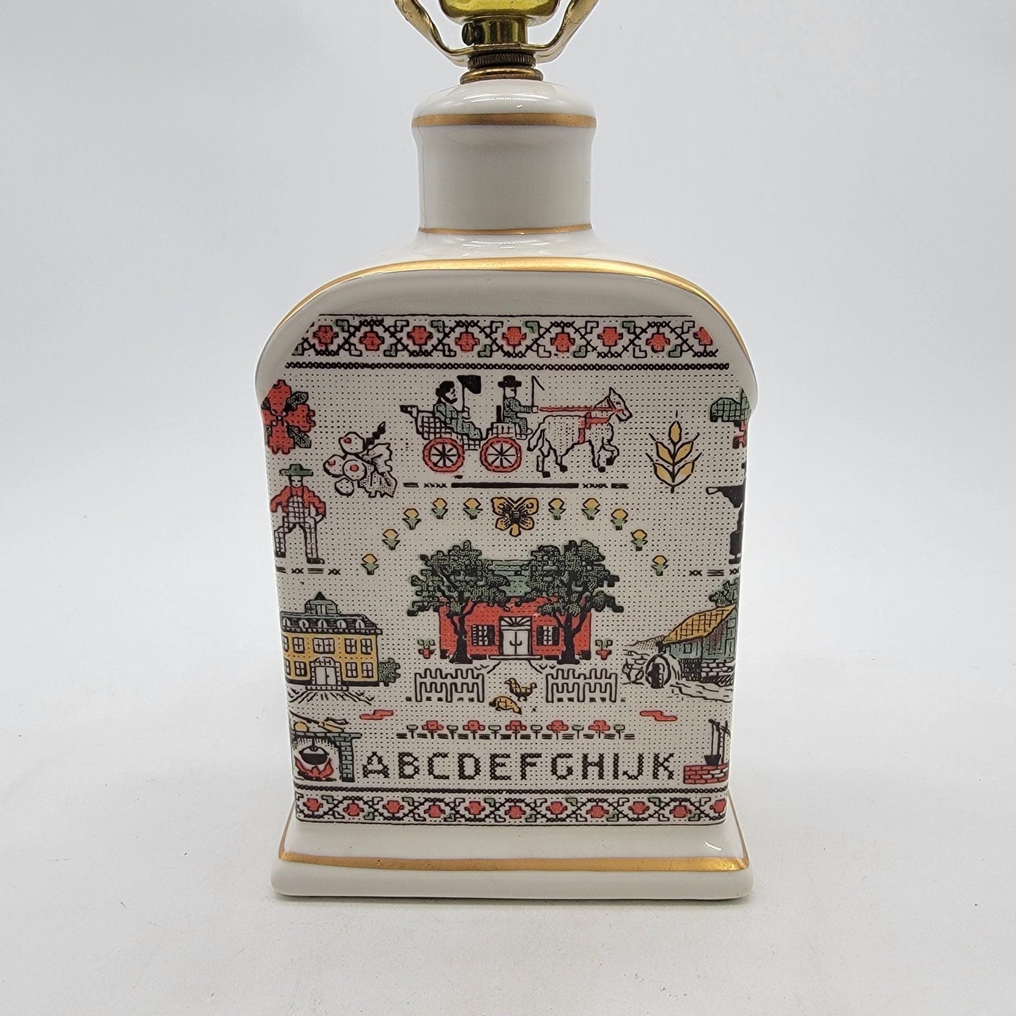 Vintage Tiden Thurber Needlepoint Sampler Print Lamp