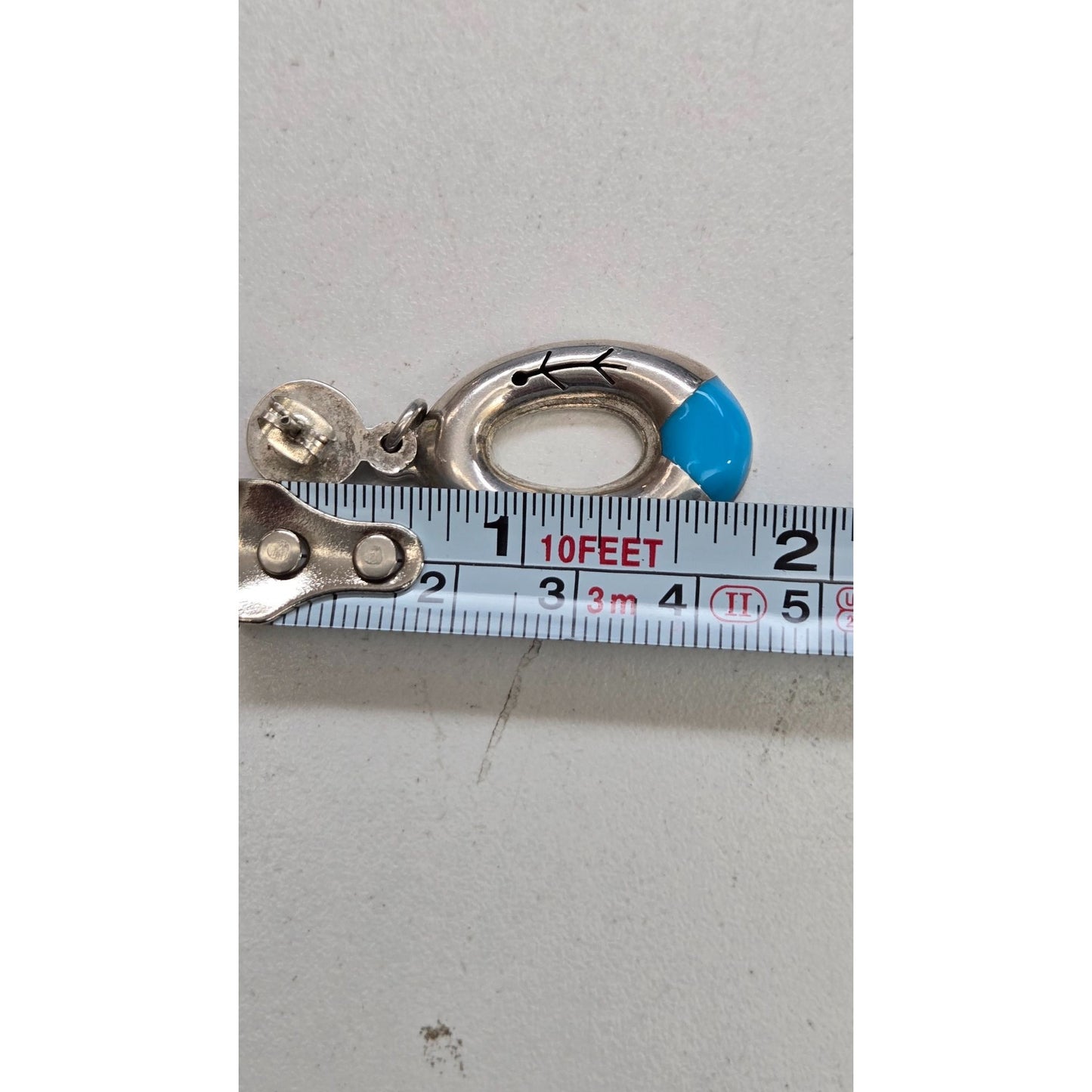 Taxco Mexico TC-271 925 Silver & Sleeping Beauty Turquoise Oval Dangle Earrings