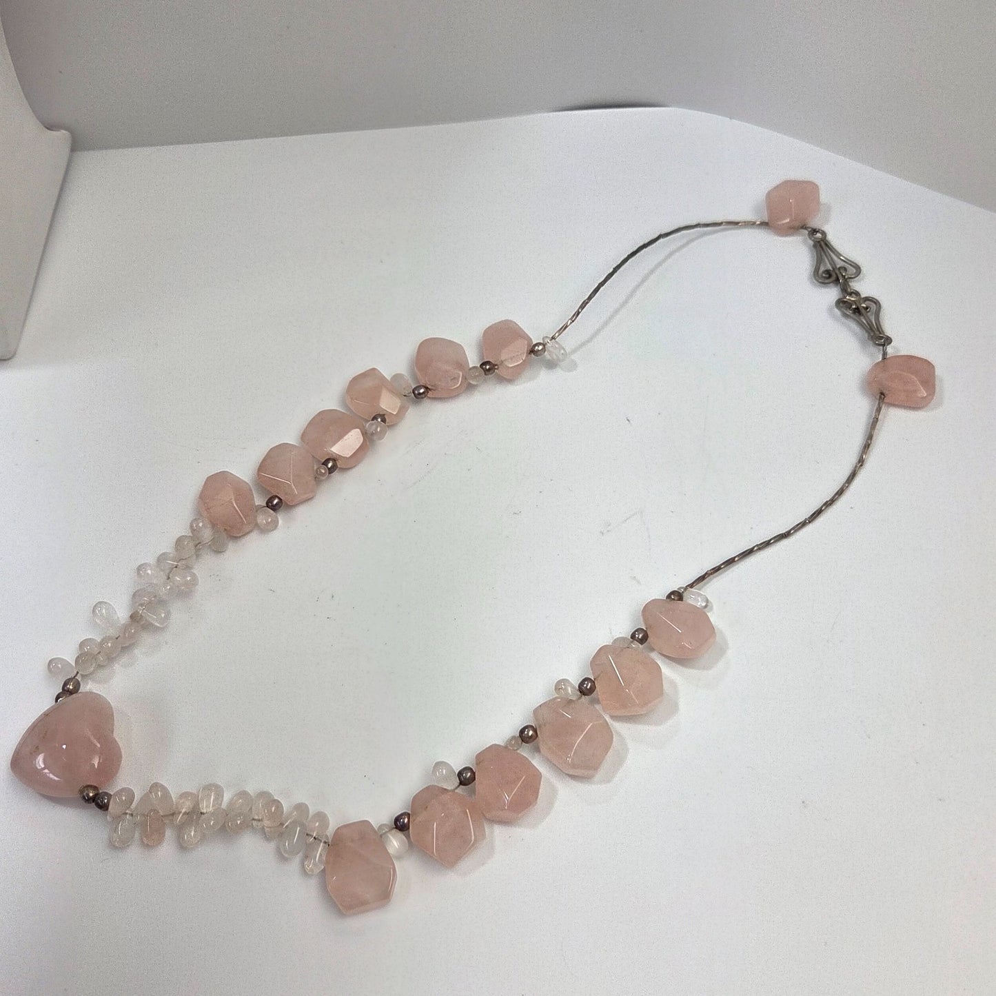 Chunky Rose Quartz & Quartz Briolette Necklace