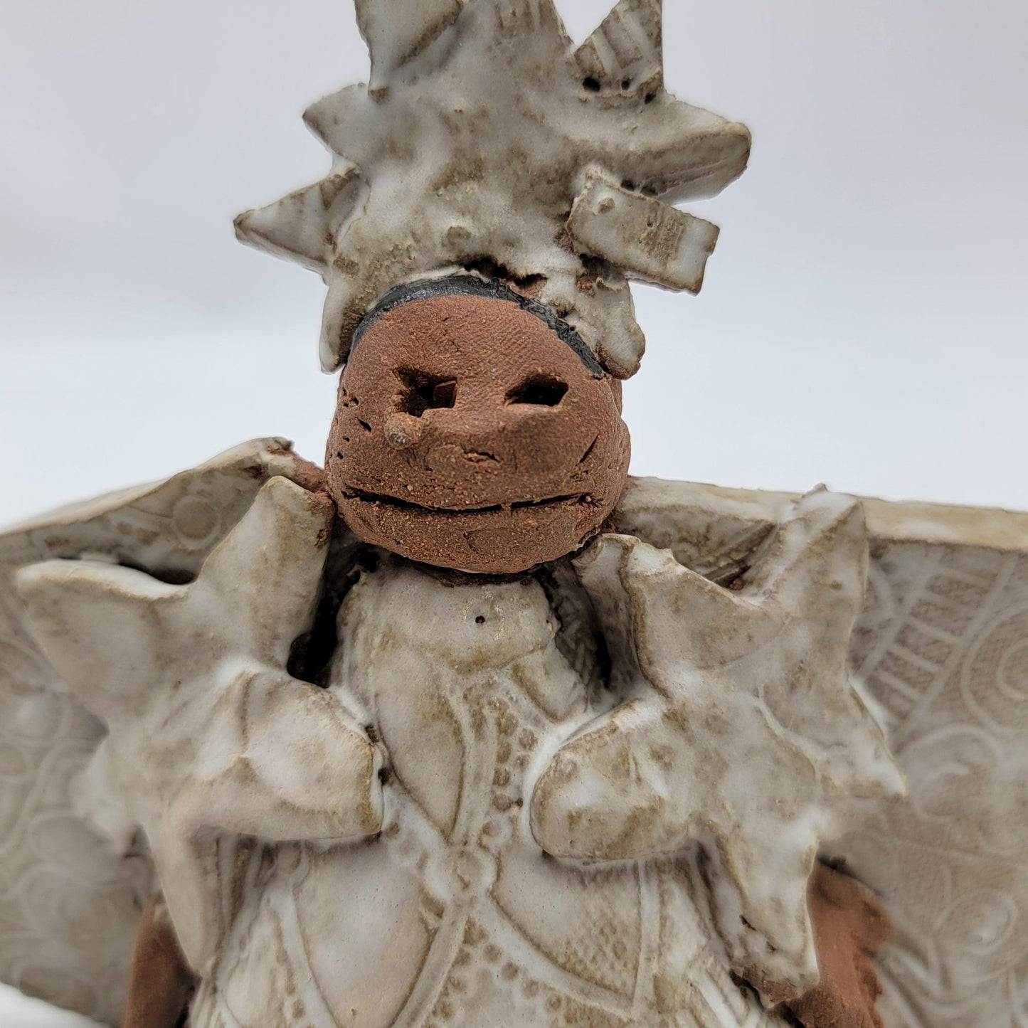 Handcrafted Clay Angel Figurine Signed Fletcher