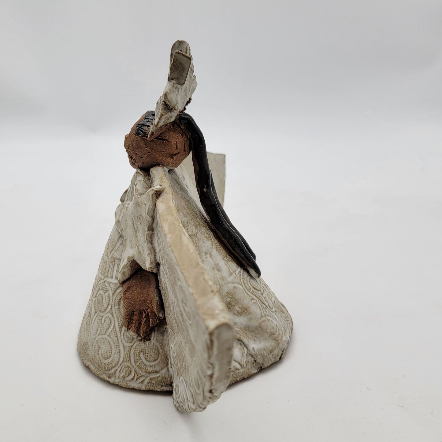 Handcrafted Clay Angel Figurine Signed Fletcher