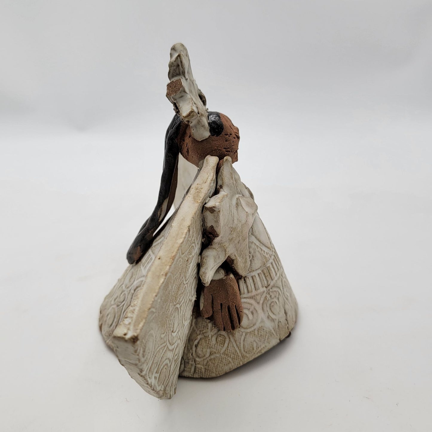 Handcrafted Clay Angel Figurine Signed Fletcher