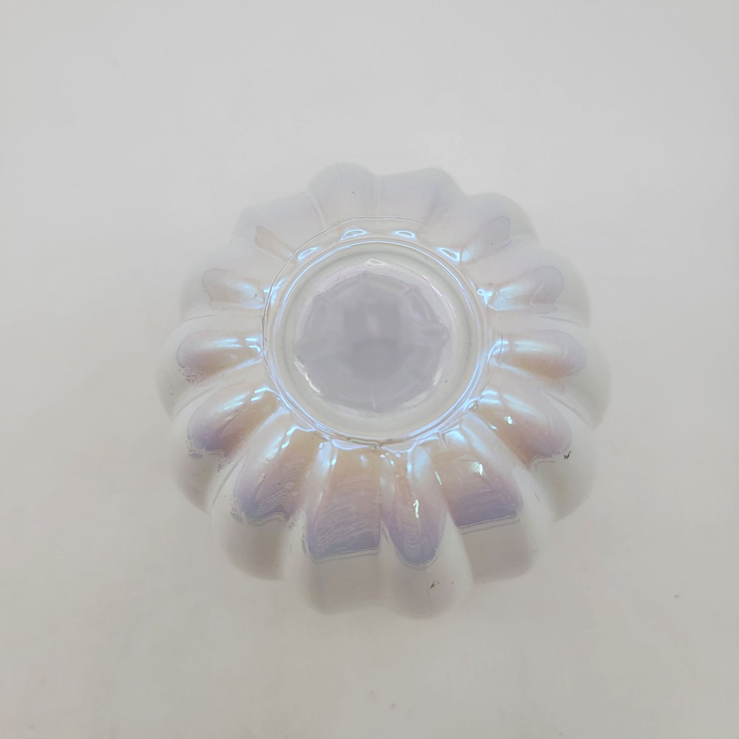 Iridescent White Art Glass Pumpkin
