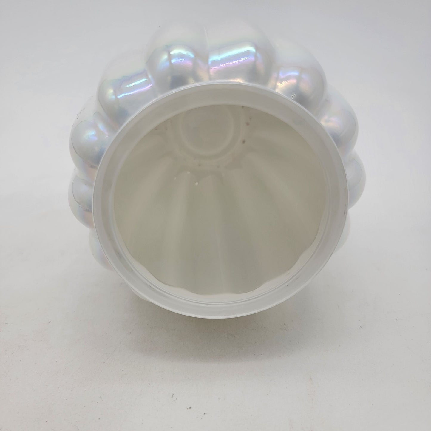 Iridescent White Art Glass Pumpkin