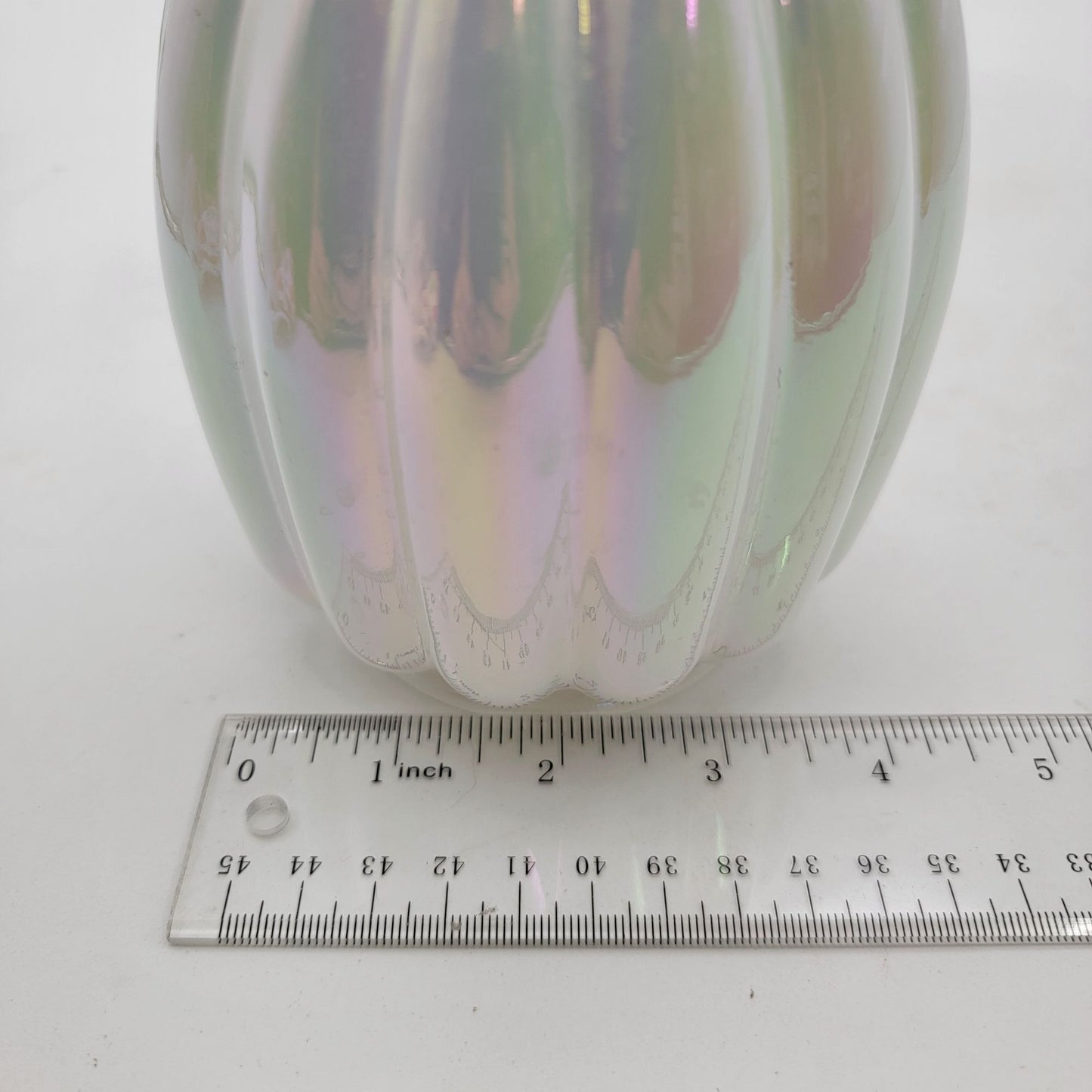 Iridescent White Art Glass Pumpkin
