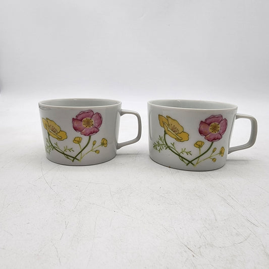 Vintage Jardin Geneve Fine China Floral Teacups Set Of 2