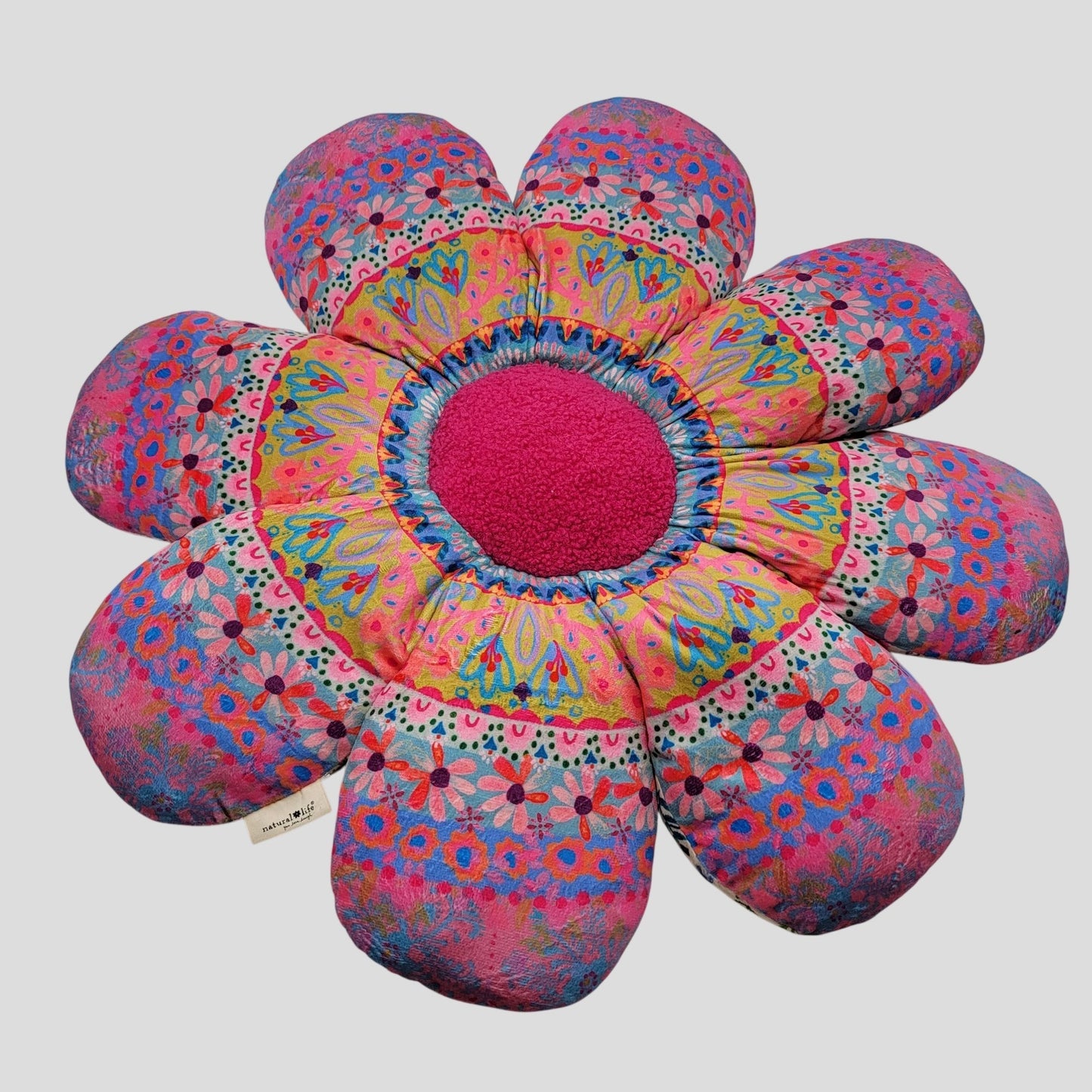 Natural Life Whimsy Patchwork Flower Pillow