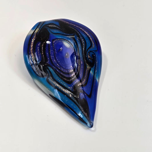 Dichroic Art Glass Pendant Nebula Cobalt Blue & Copper Aventurine Teardrop