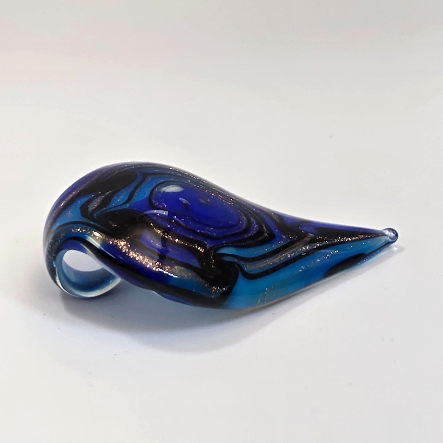 Dichroic Art Glass Pendant Nebula Cobalt Blue & Copper Aventurine Teardrop