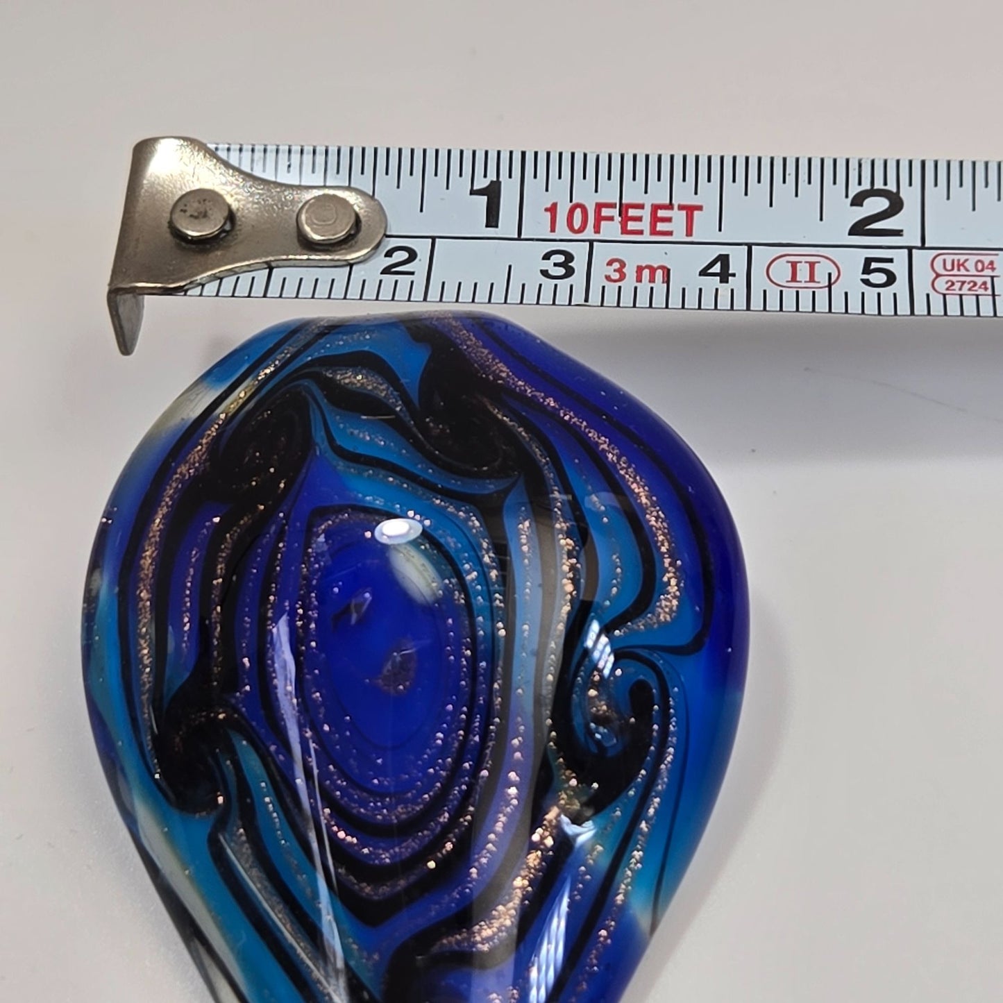 Dichroic Art Glass Pendant Nebula Cobalt Blue & Copper Aventurine Teardrop