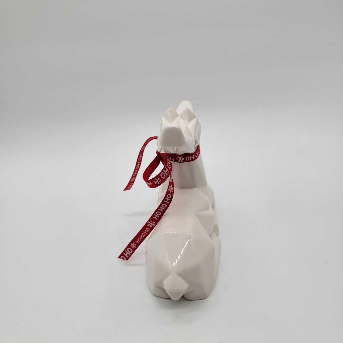 White Origami Geometric Laying Reindeer Porcelain Figure