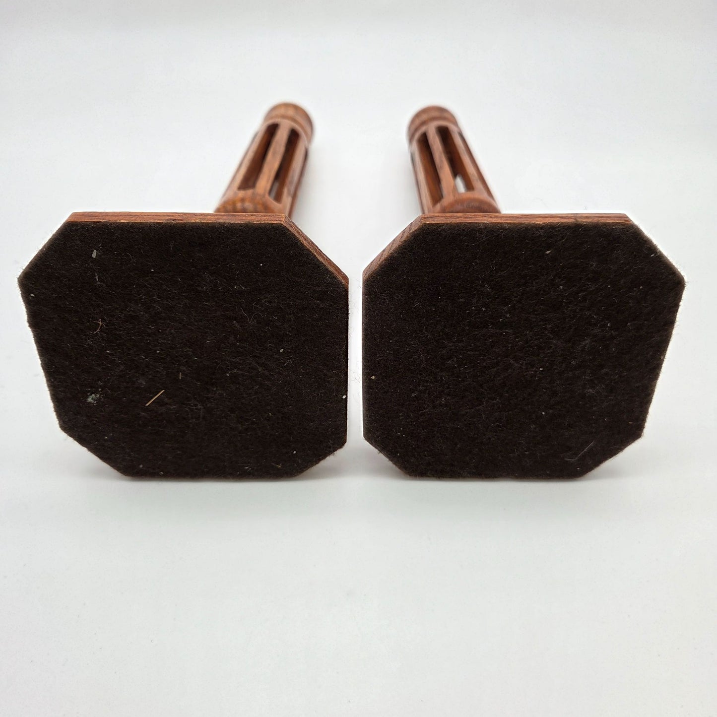 Vintage Hand-Carved Olive Wood Candlestick Holders Pair