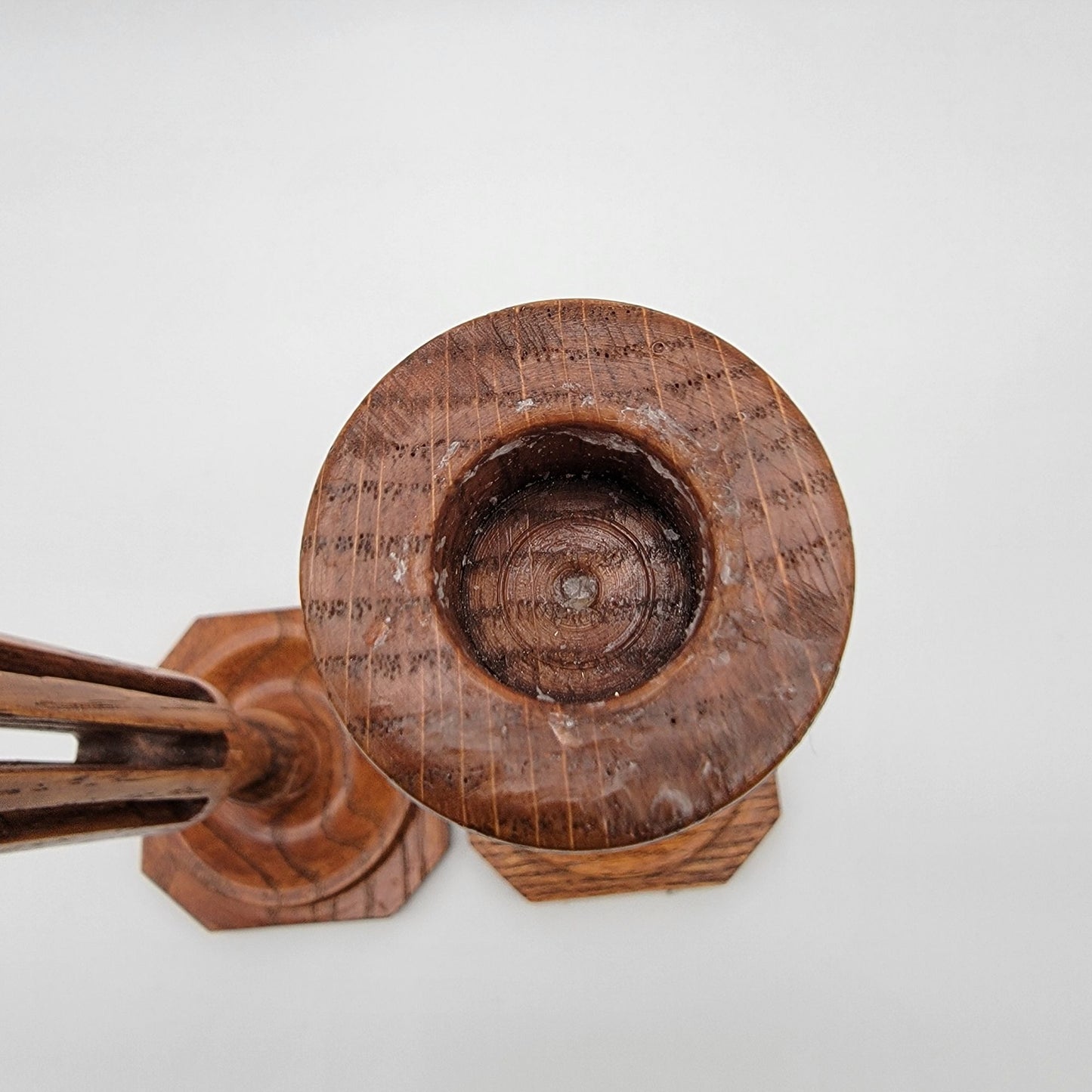 Vintage Hand-Carved Olive Wood Candlestick Holders Pair