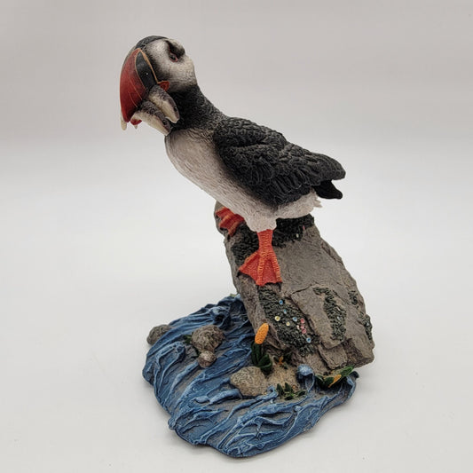 Vintage Atlantic Puffin Bird Figurine On Rock