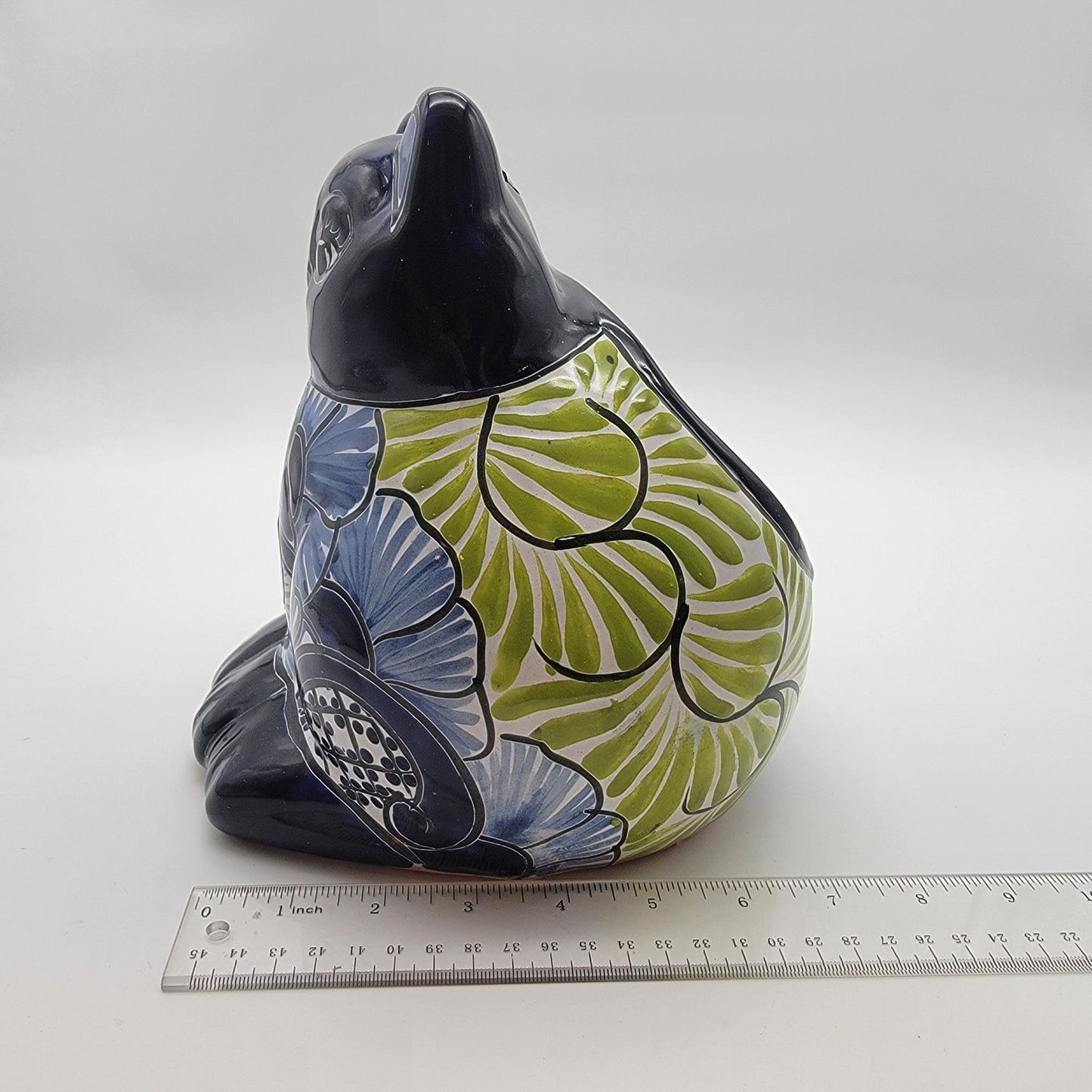Talavera Mexican Pottery Fat Cat Planter By Castillo Family