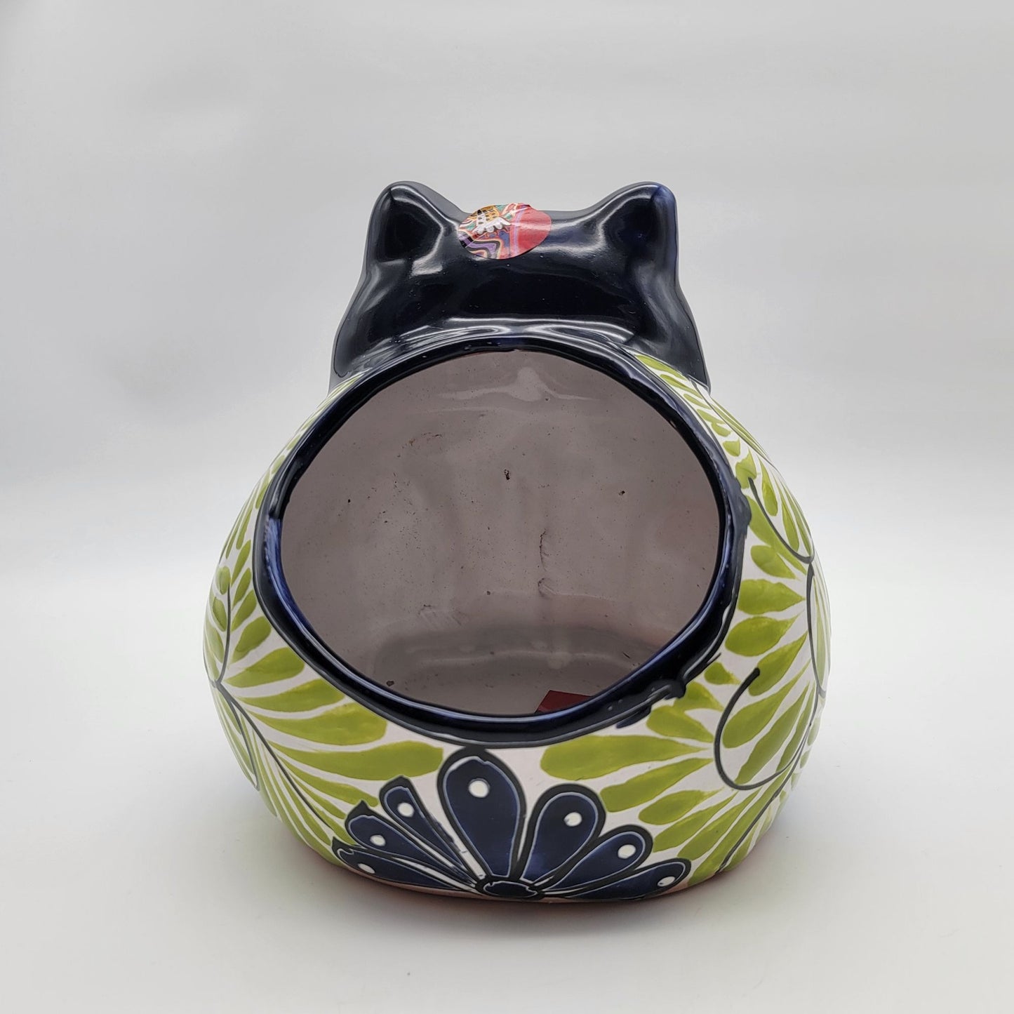 Talavera Mexican Pottery Fat Cat Planter By Castillo Family