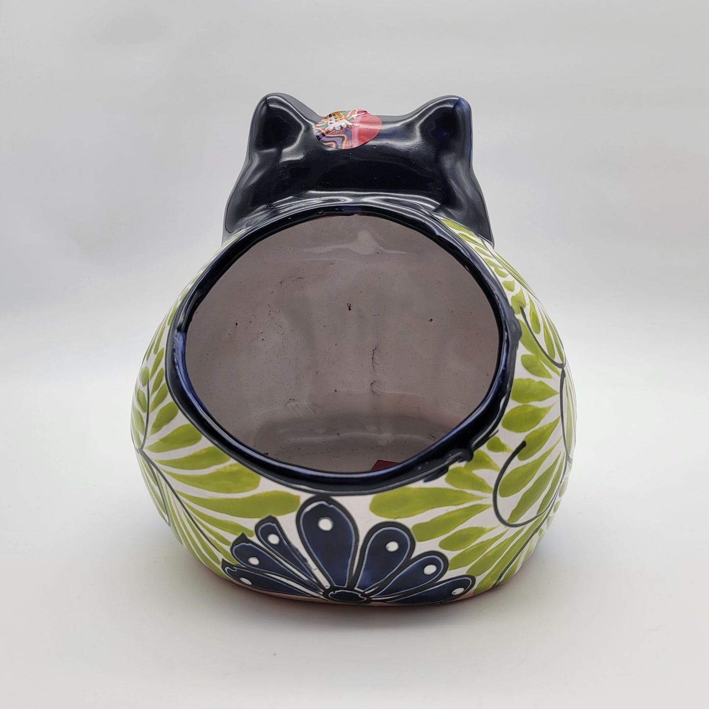 Talavera Mexican Pottery Fat Cat Planter By Castillo Family