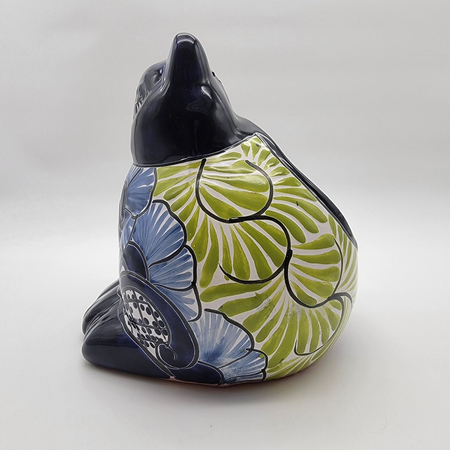 Talavera Mexican Pottery Fat Cat Planter By Castillo Family