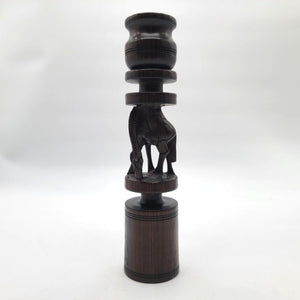 Vintage Carved Giraffe African Hard Wood Candle Holder