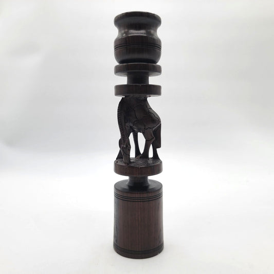 Vintage Carved Giraffe African Hard Wood Candle Holder