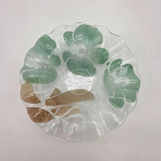 Sydenstricker Fused Glass Bowl Green Floral