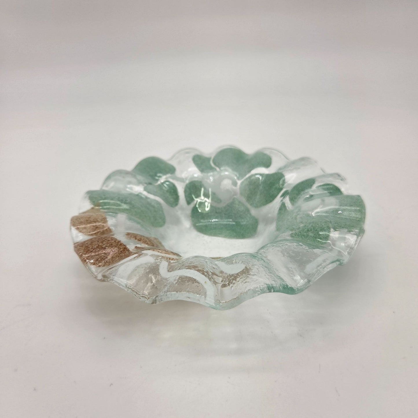 Sydenstricker Fused Glass Bowl Green Floral