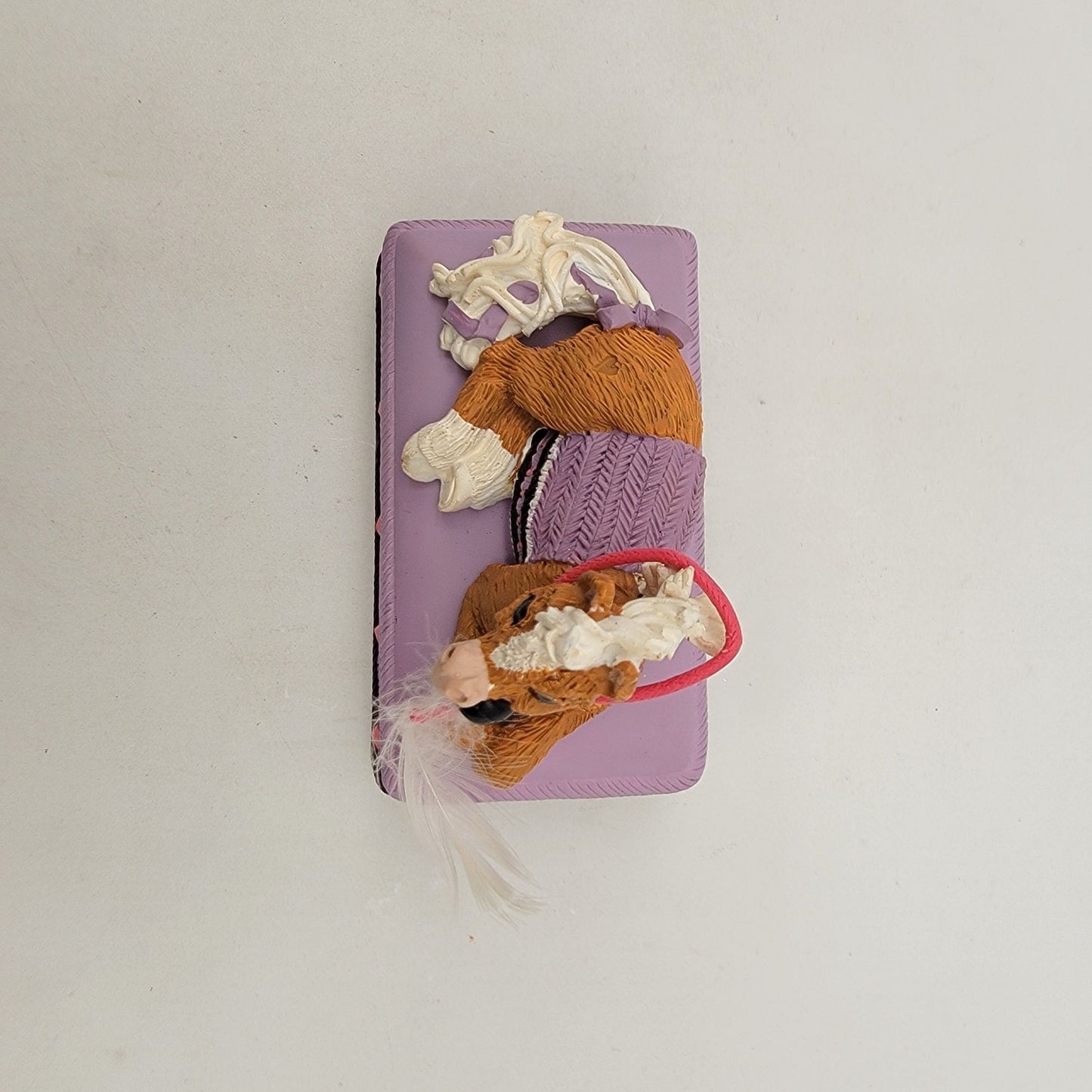 Vintage 1995 Kathy Wise Prancing Ponies Horse Trinket Box Purple