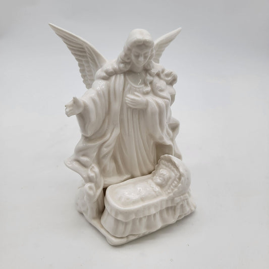 Lefton Porcelain Guardian Angel & Baby Jesus Figurine Nightlight